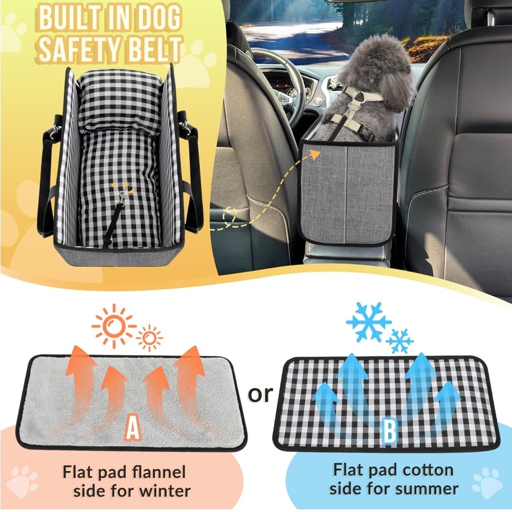 SlowTon console dog car seat for pets up to 11 lbs NWT AS IS missing 1 clip - Picture 4 of 9